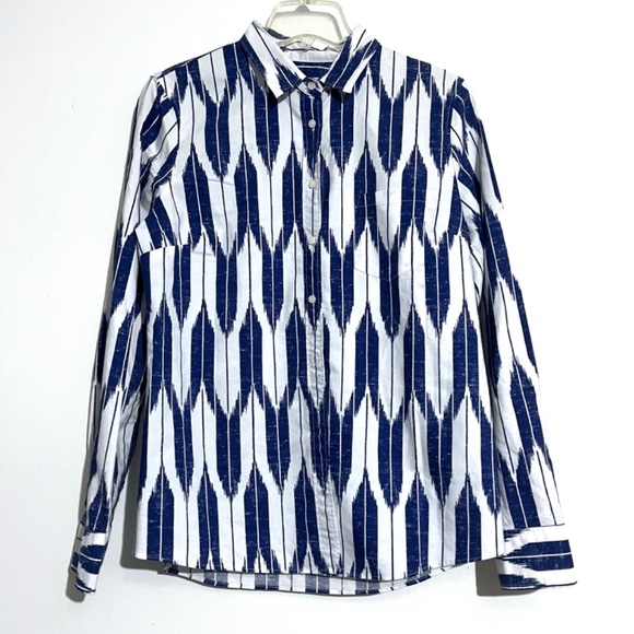 J.CREW Blue Patterned Oxford Button-Down Shirt M - Picture 2 of 10